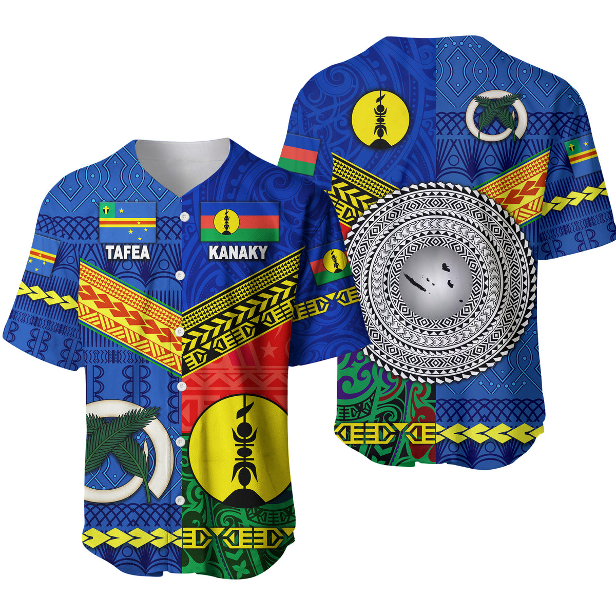 Vanuatu Tafea Province and Kanaky New Caledonia Baseball Jersey Together LT8 Blue - Polynesian Pride