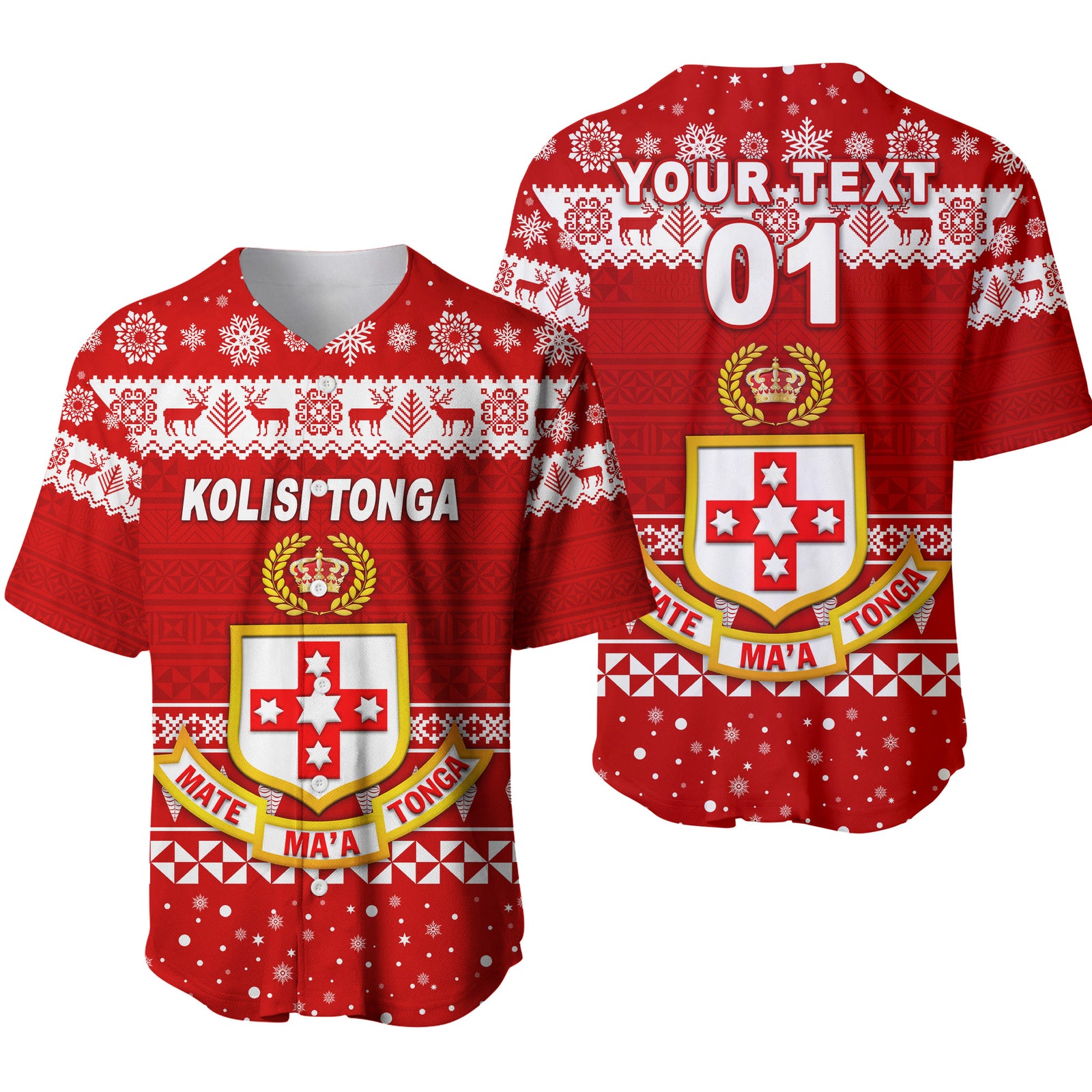 (Custom Personalised) Kolisi Tonga College Christmas Baseball Jersey Simple Style LT8 Red - Polynesian Pride