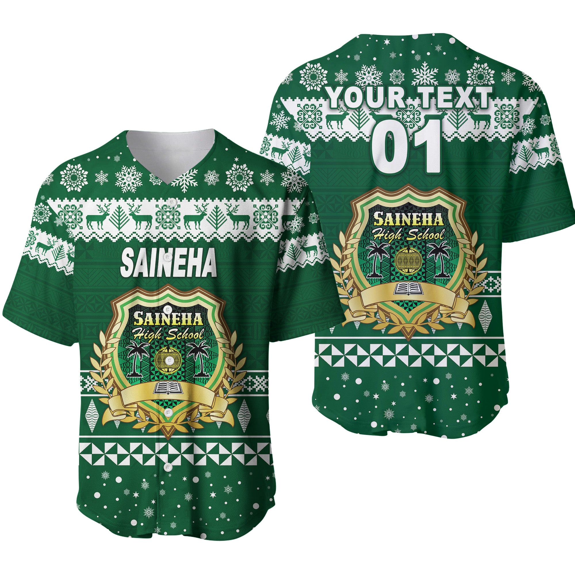 (Custom Personalised) Saineha High School Christmas Baseball Jersey Simple Style LT8 - Polynesian Pride