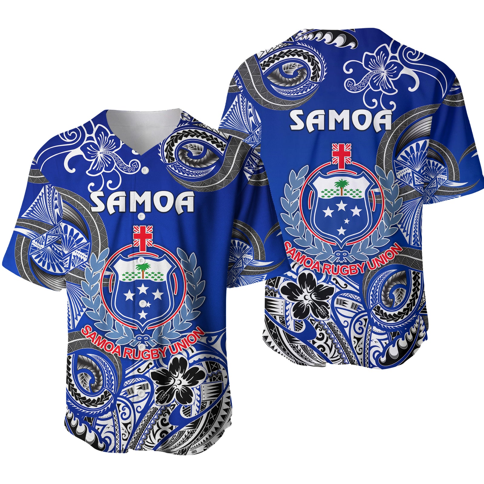 Samoa Manu Baseball Jersey Rugby Unique Style - Blue White LT8 Blue - Polynesian Pride