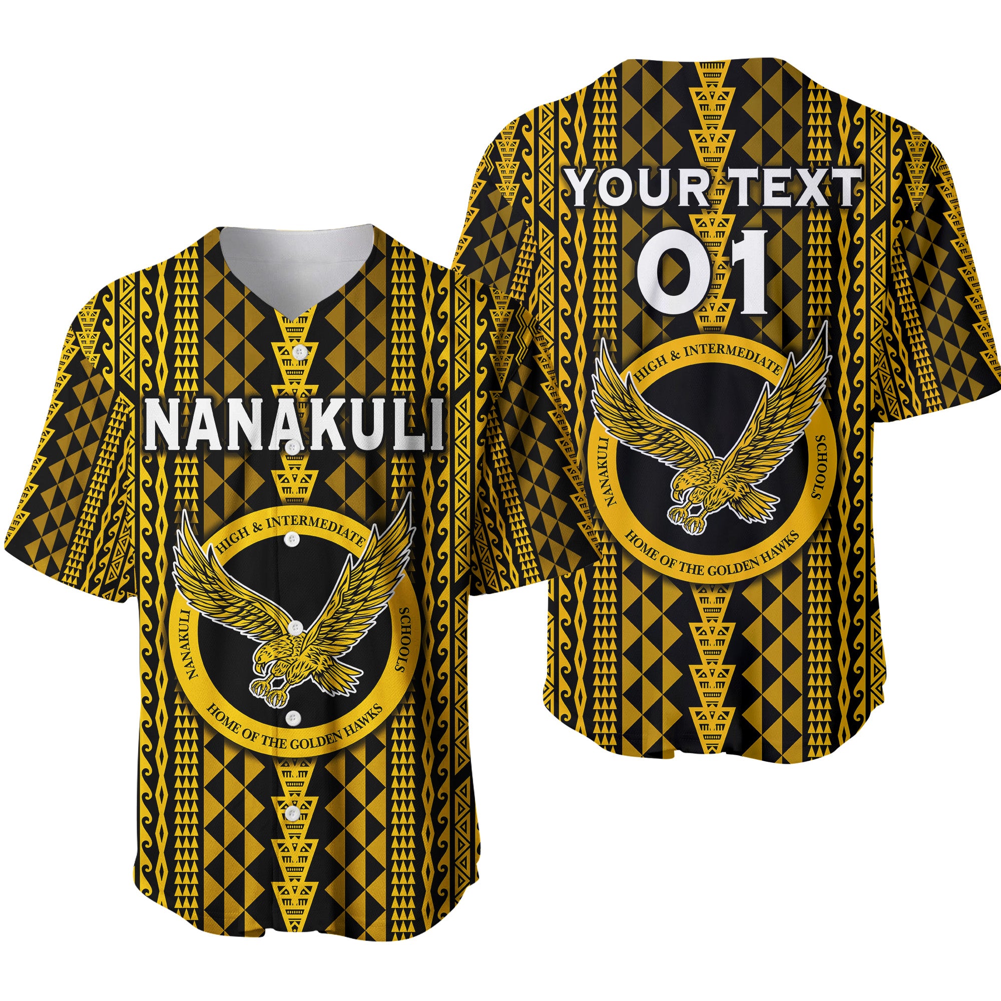 (Custom Personalised) Hawaii Nanakuli School Baseball Jersey Golden Hawks Simple Style LT8 Gold - Polynesian Pride