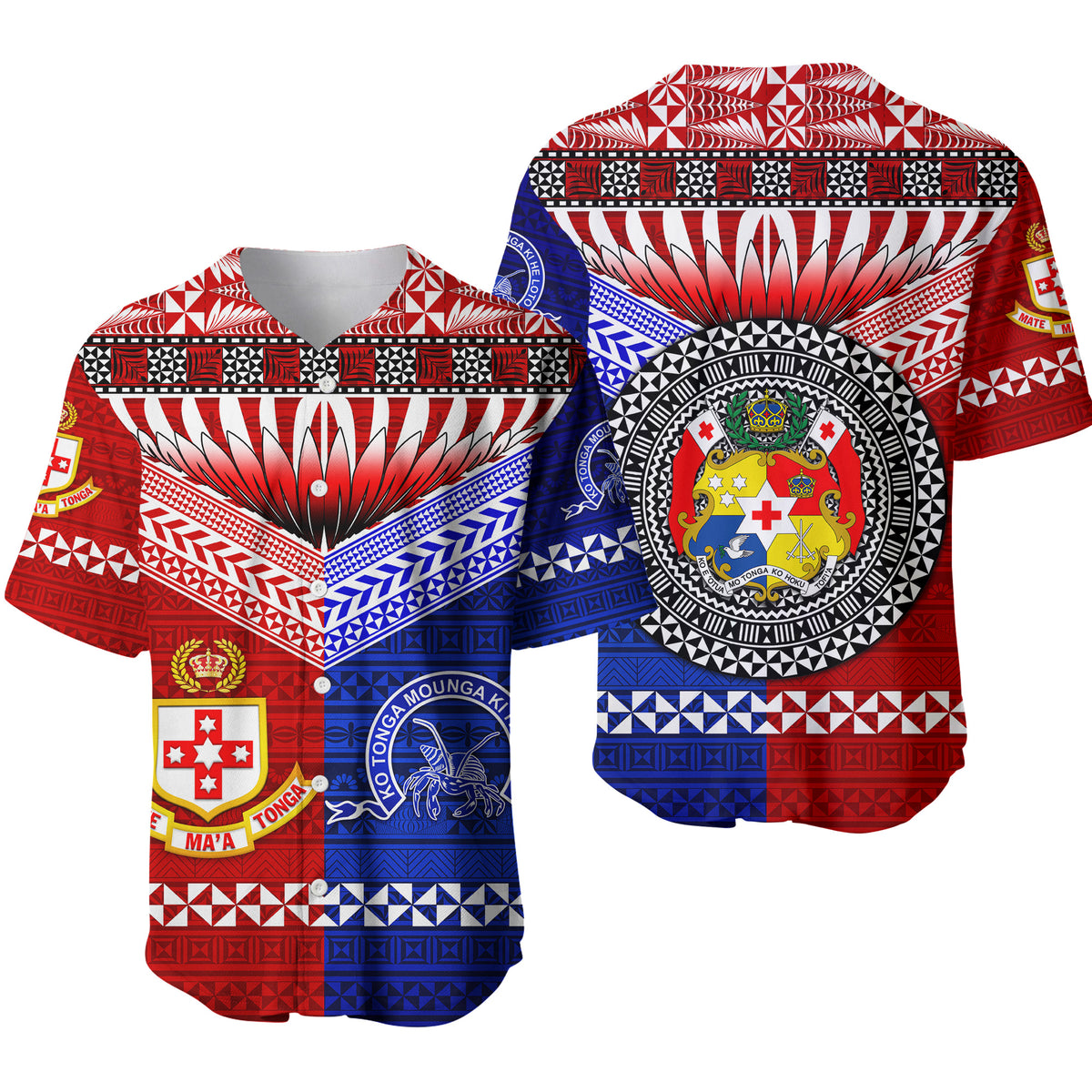 Kolisi Tonga College Atele And Tupou College Toloa Baseball Jersey Together - Unique LT8 Blue - Polynesian Pride