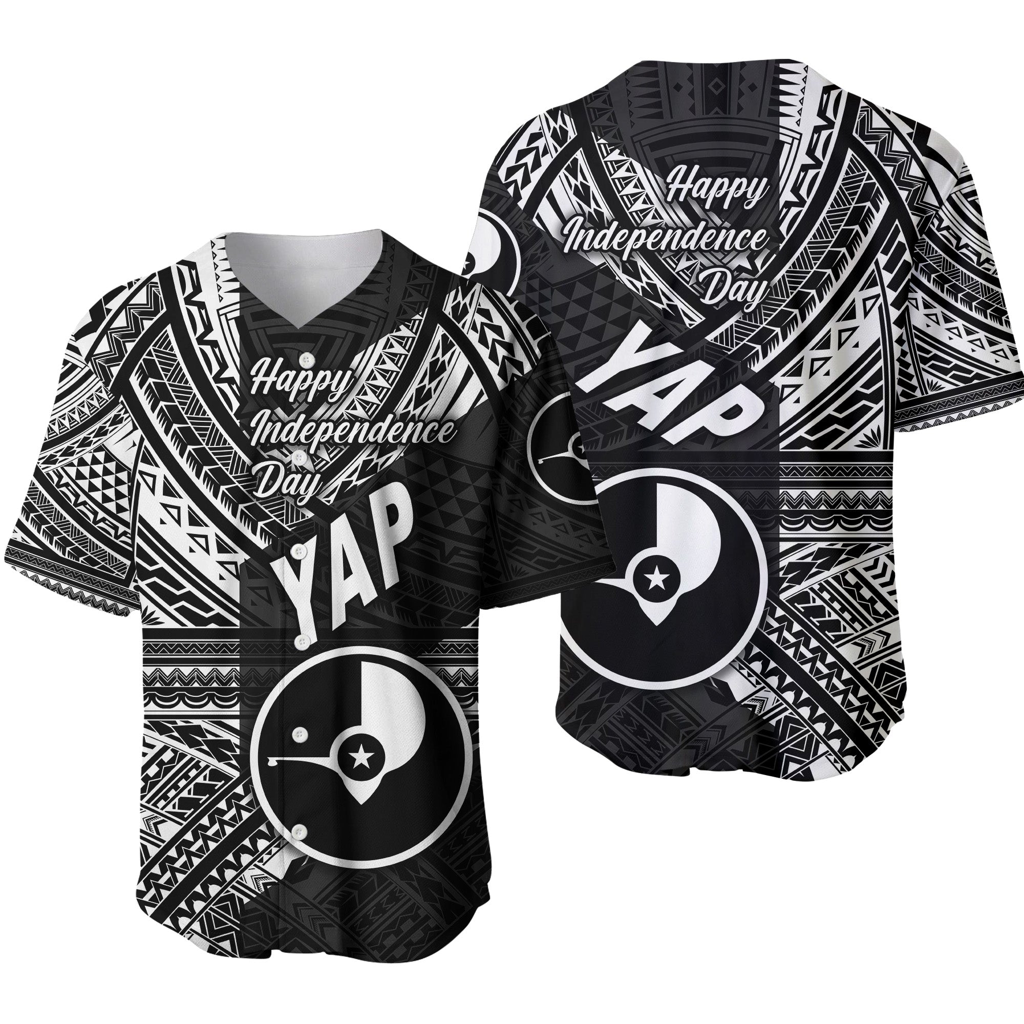 FSM Yap Baseball Jersey Happy Independence Day Original Vibes - Black LT8 Unisex Black - Polynesian Pride