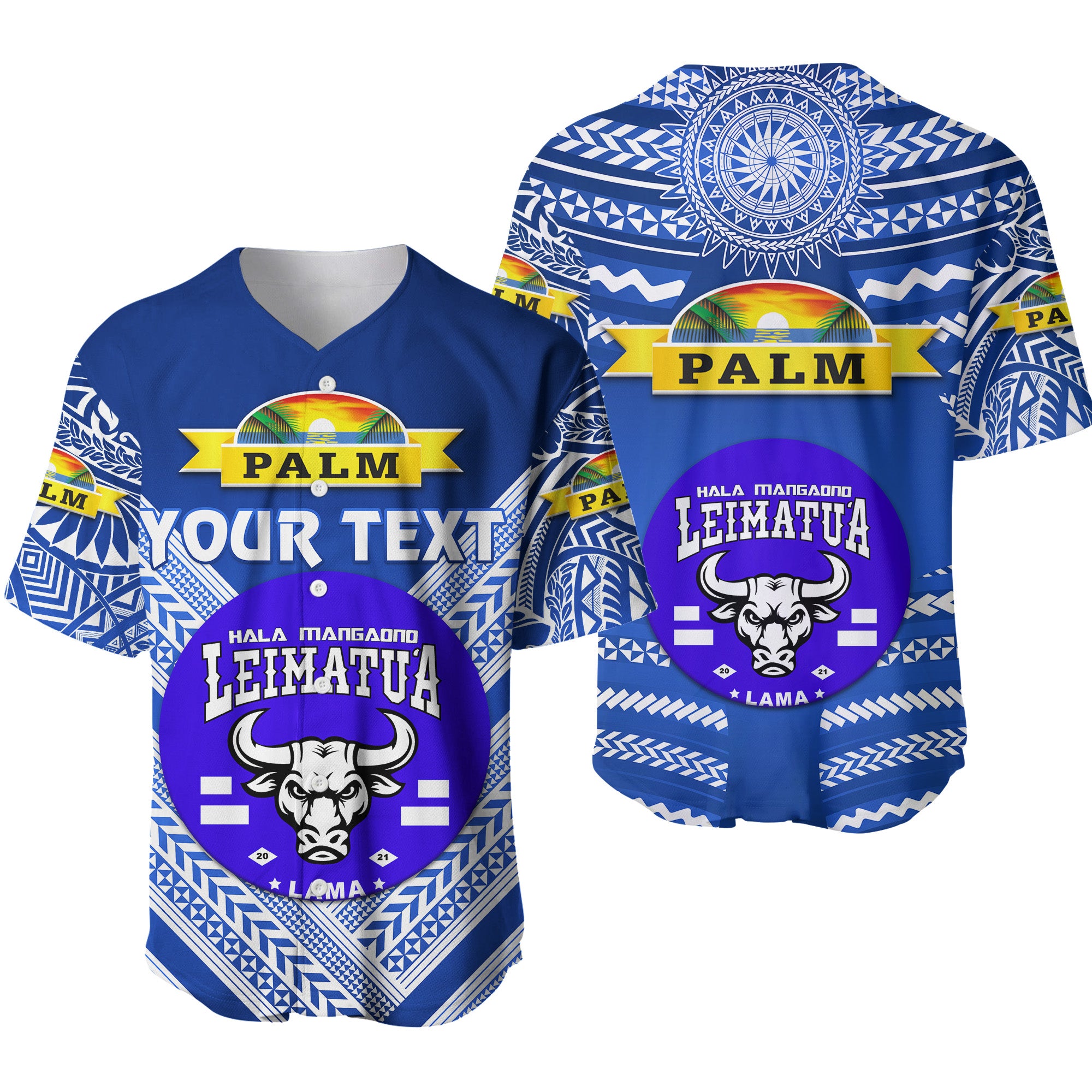 (Custom Personalised) Mate Ma'a Tonga Baseball Jersey Leimatu'a Bulls Creative Style - Blue NO.1 LT8 - Polynesian Pride