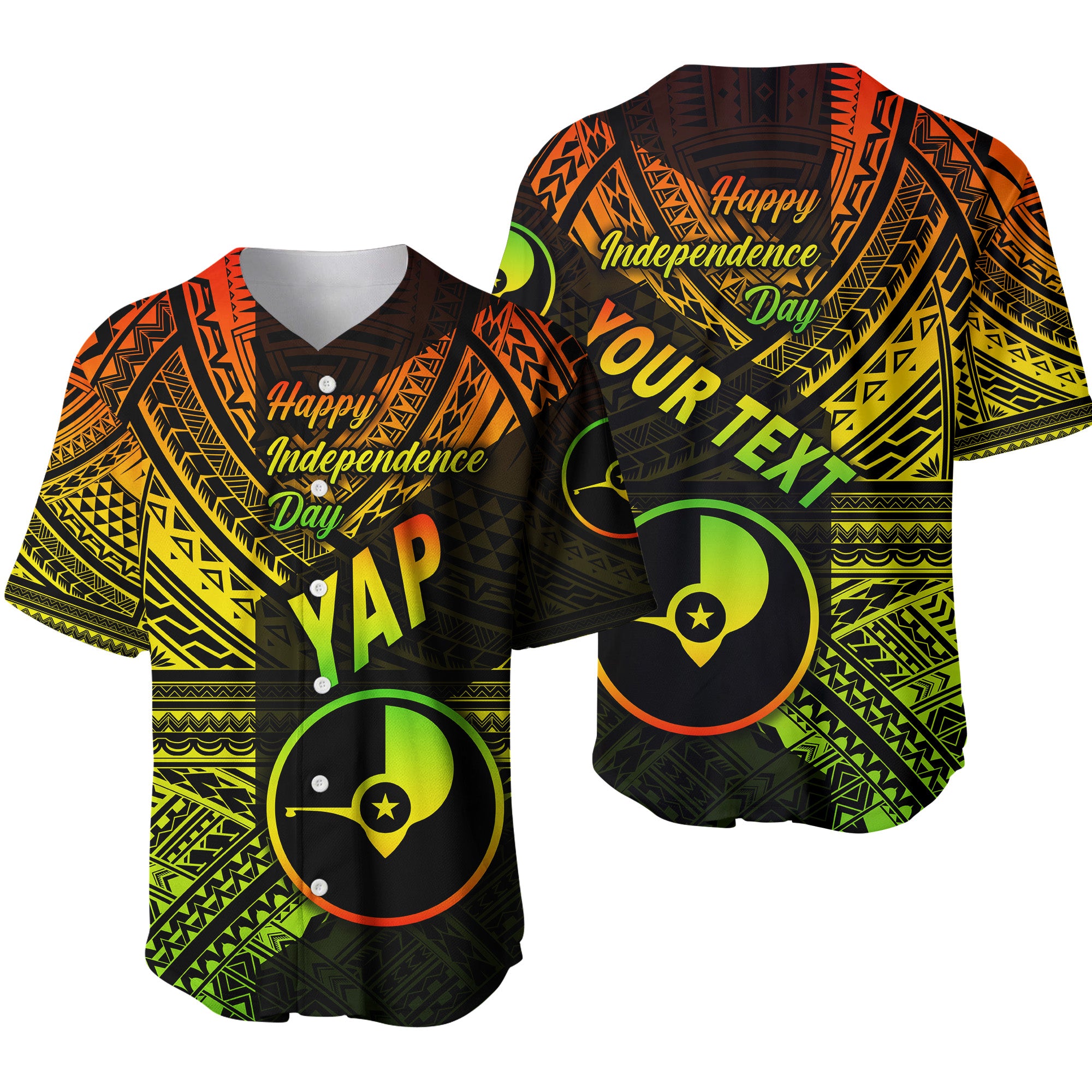 (Custom Personalised) FSM Yap Baseball Jersey Happy Independence Day Original Vibes - Reggae LT8 Unisex Reggae - Polynesian Pride