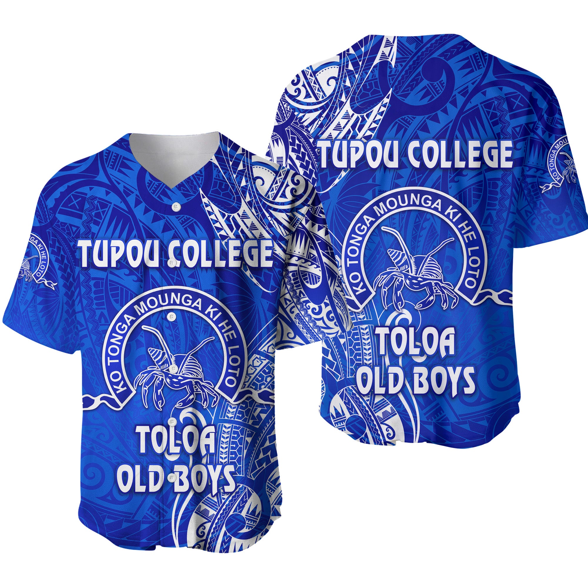 Tonga Tupou College Baseball Jersey Toloa Old Boys Simple Vibes - Blue LT8 - Polynesian Pride