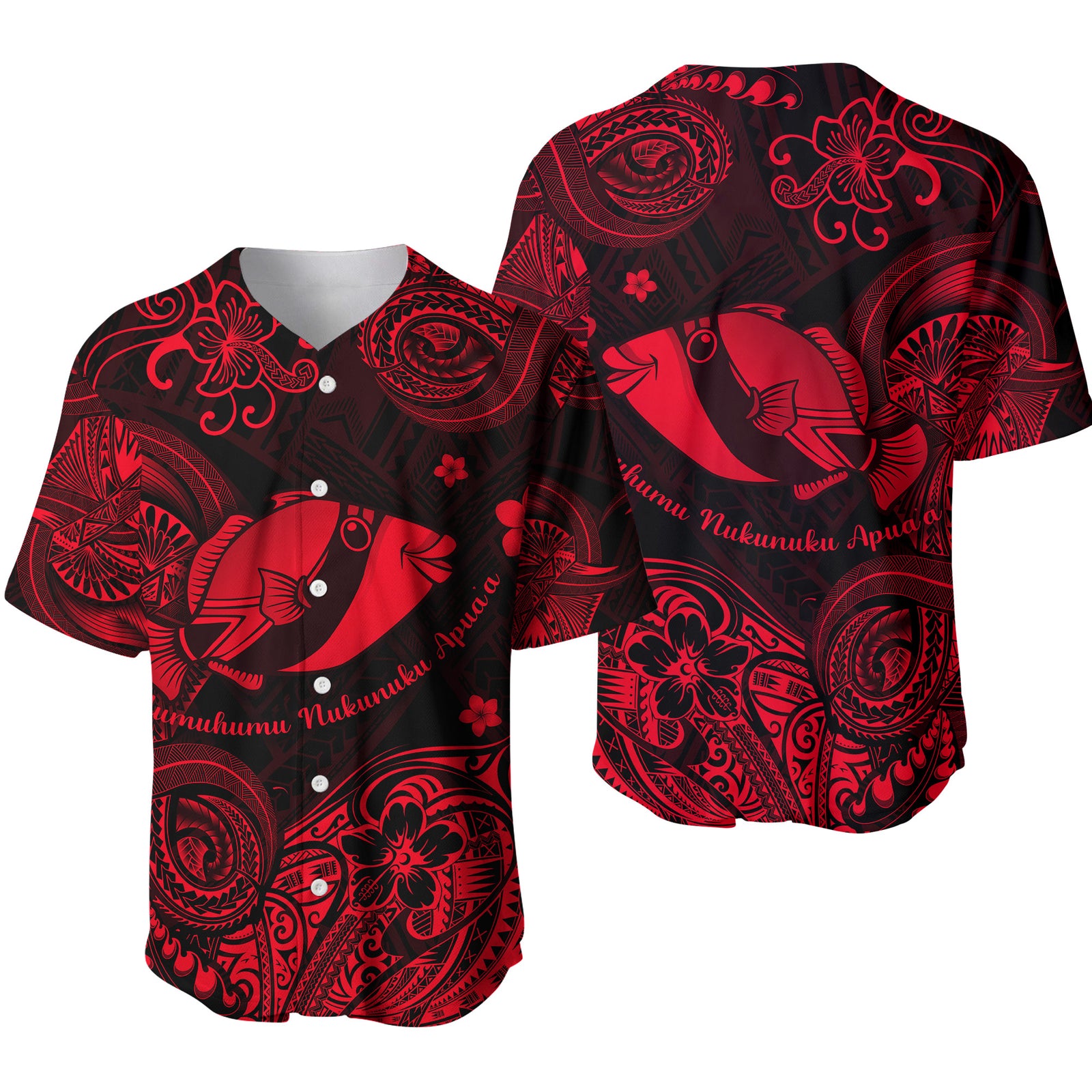 Hawaii State Fish: Humuhumu Nukunuku Apua'a Polynesian Baseball Jersey Unique Style - Red LT8 - Polynesian Pride