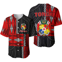 Tonga Baseball Jersey Tongan Pattern Mix Polynesian LT13 Unisex Red - Polynesian Pride