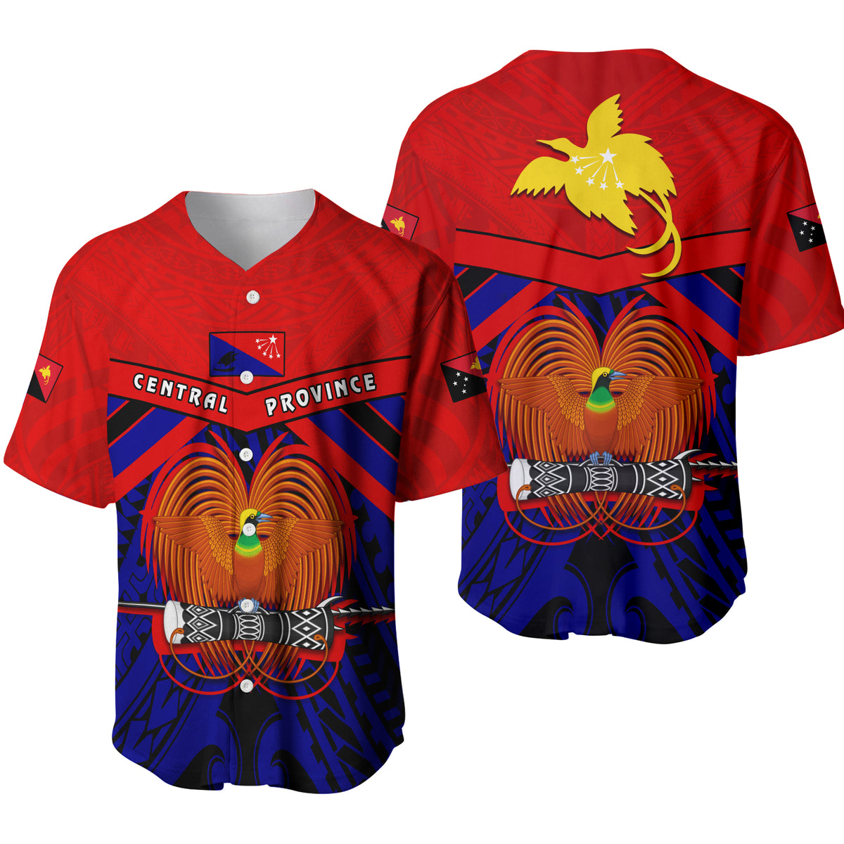 Central Province Baseball Jersey Papua New Guinea LT13 Red - Polynesian Pride