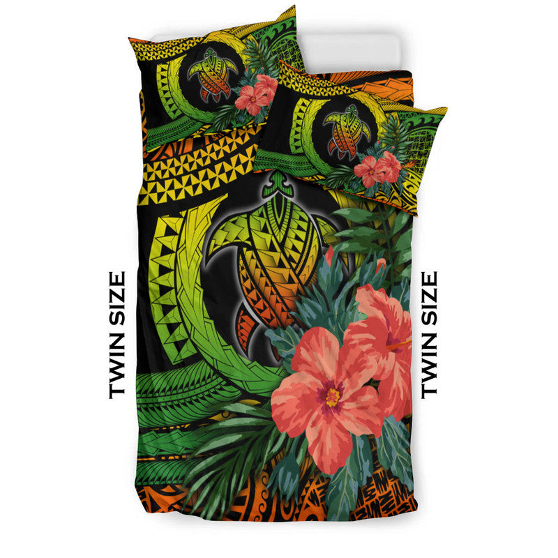 Polynesian Turtle Bedding Set Circle Turtle Hibiscus Reggae LT9 - Polynesian Pride