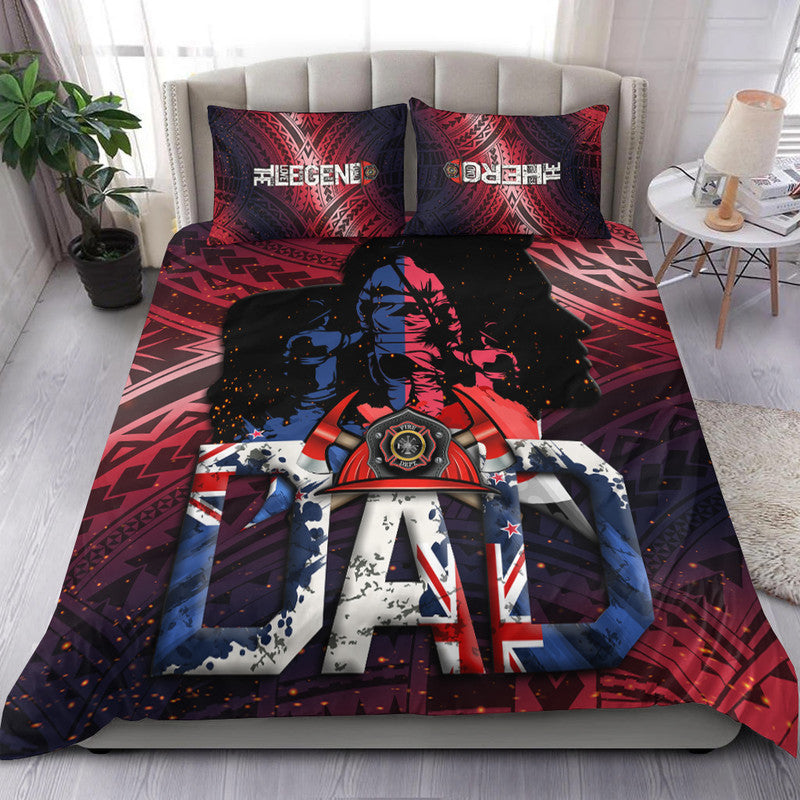 Fathers Day - New Zealand Firefighter Dad Bedding Set - Maori Pattern LT9 Red - Polynesian Pride
