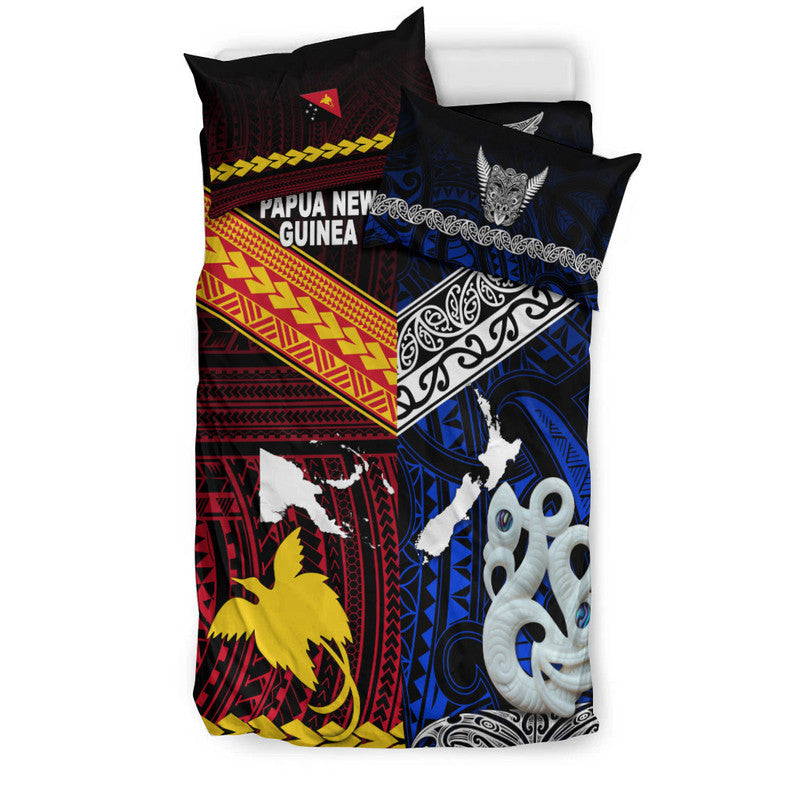New Zealand And Papua New Guinea Bedding Set Together - Blue LT8 - Polynesian Pride