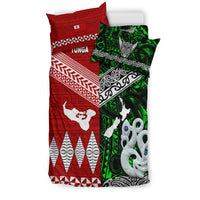New Zealand And Tonga Bedding Set Together - Green LT8 - Polynesian Pride