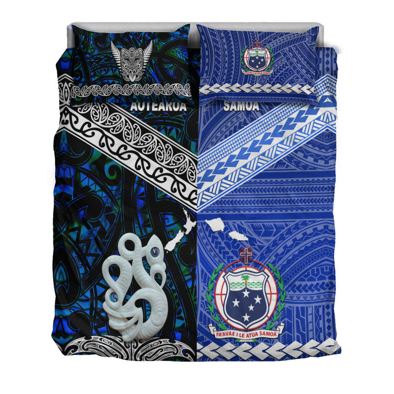 New Zealand And Samoa Bedding Set Together - Blue LT8 - Polynesian Pride