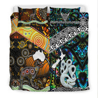 New Zealand Maori Aotearoa And Australia Aboriginal Bedding Set Together - Paua Shell LT8 - Polynesian Pride
