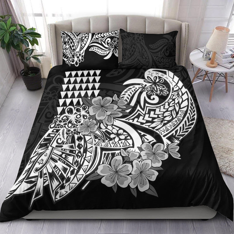 Hawaii Kakau Bedding Set Polynesian Floral Tribal Black Version LT9 Black - Polynesian Pride