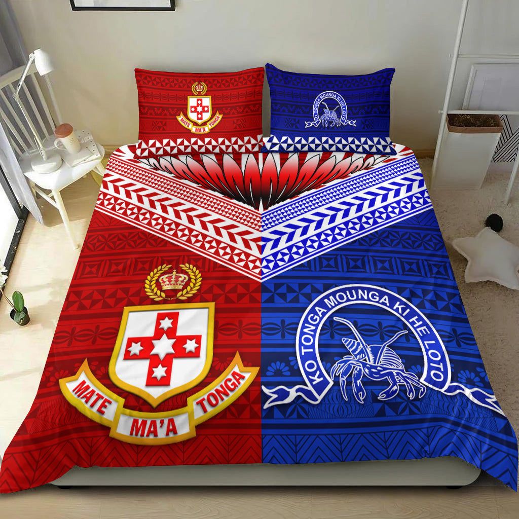 Kolisi Tonga College Atele And Tupou College Toloa Bedding Set Together - Unique LT8 Blue - Polynesian Pride