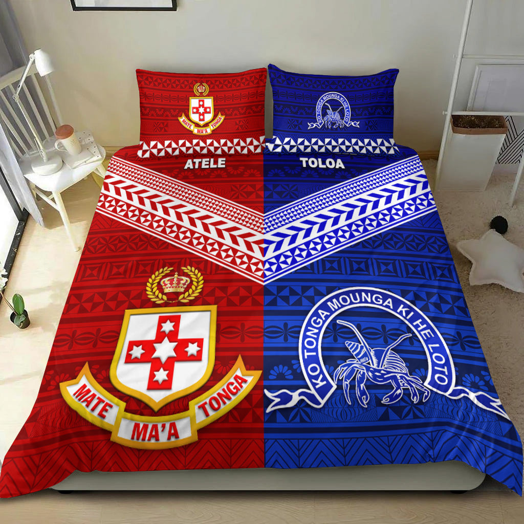 Kolisi Tonga College Atele And Tupou College Toloa Bedding Set Together - Original LT8 Blue - Polynesian Pride