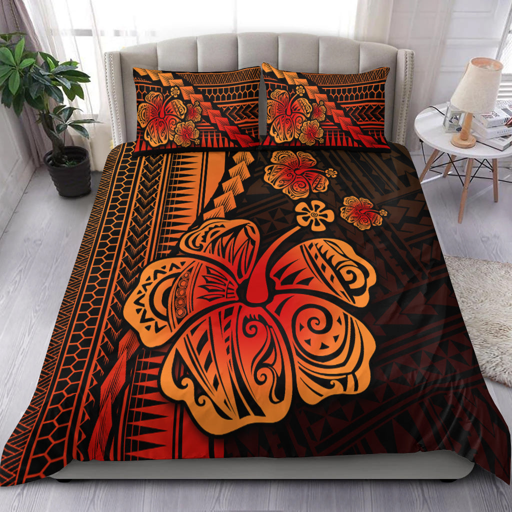 Polynesian Hibiscus Bedding Set Hawaiian Style No.1 LT6 Black - Polynesian Pride