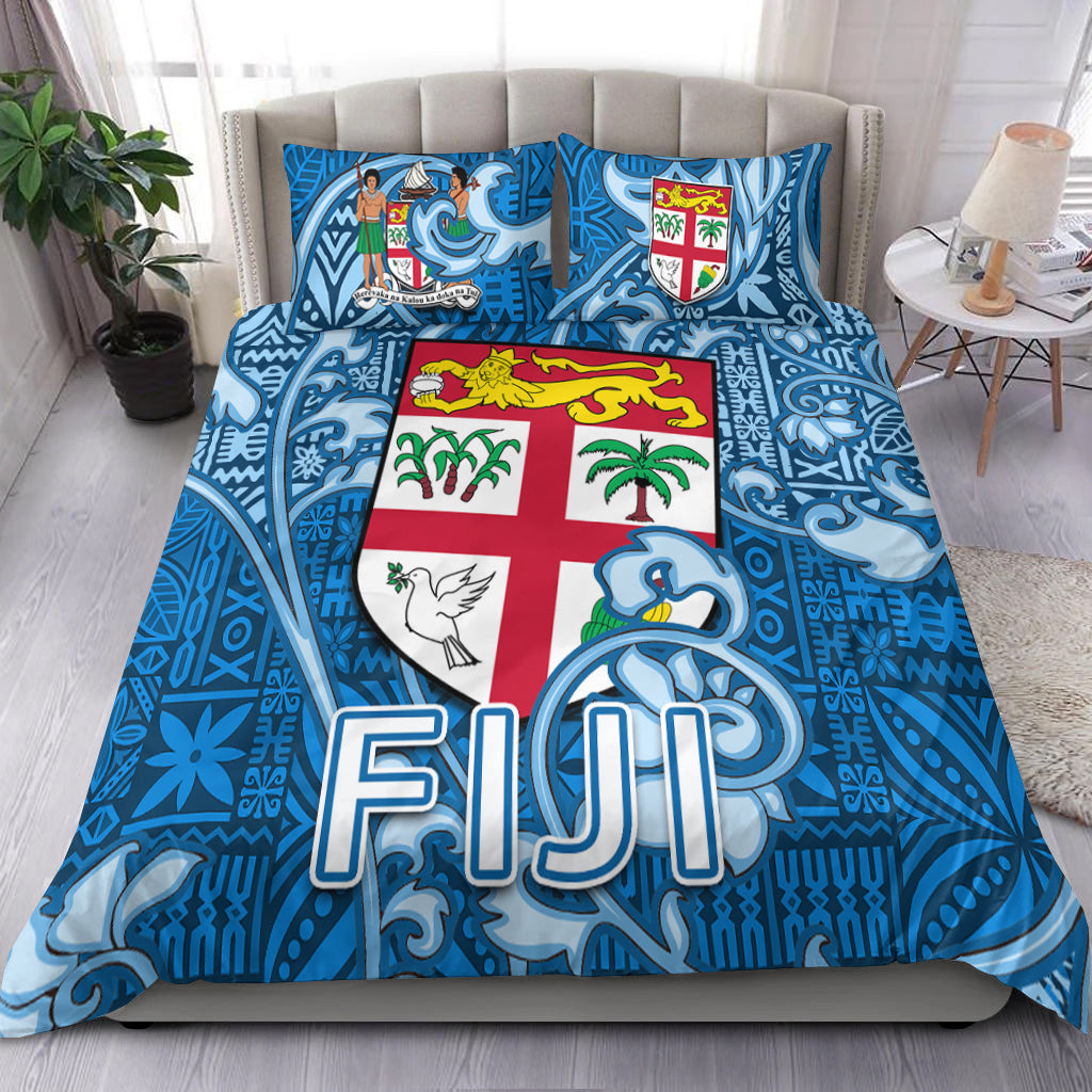 Fiji Bedding Set Tapa Patterns Blue Style LT6 Blue - Polynesian Pride