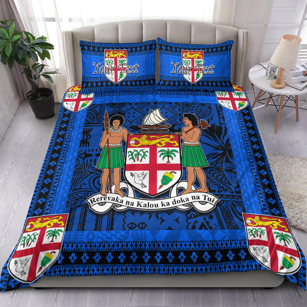 (Custom Personalised) Fiji Bedding Set Blue And Black Style No.1 LT6 Blue - Polynesian Pride
