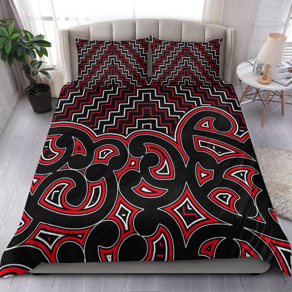 New Zealand Bedding Set Maori Graphic Tee patterns Red LT6 Art - Polynesian Pride