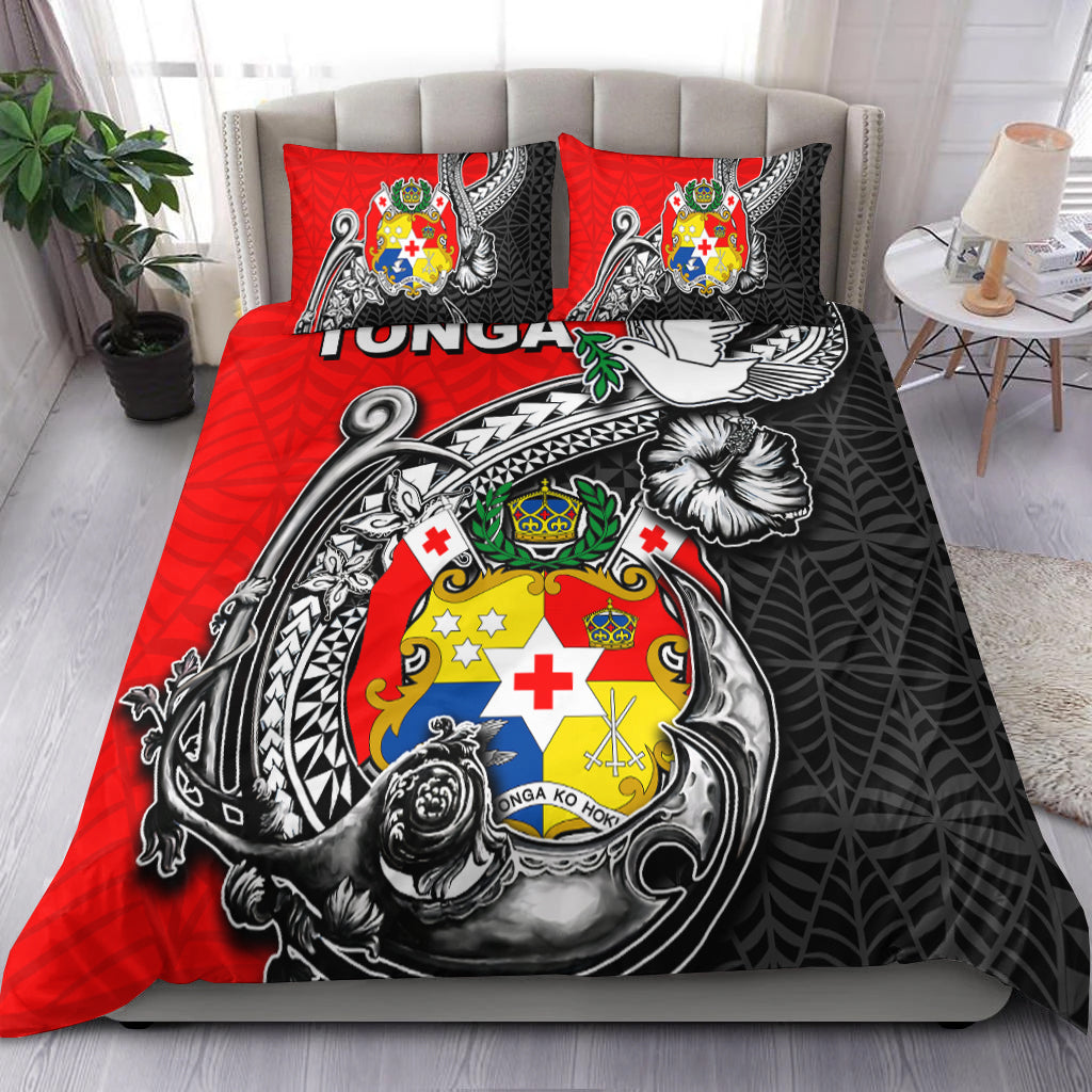 Tonga Hook Tattoo Bedding Set Black LT6 Bedding Set Red - Polynesian Pride