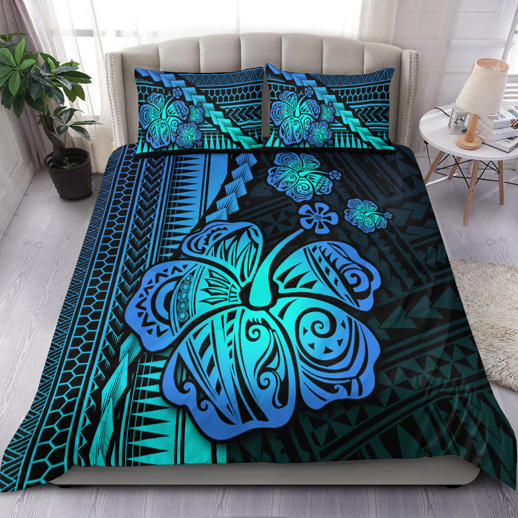 Polynesian Hibiscus Bedding Set Hawaiian Style No.2 LT6 Black - Polynesian Pride