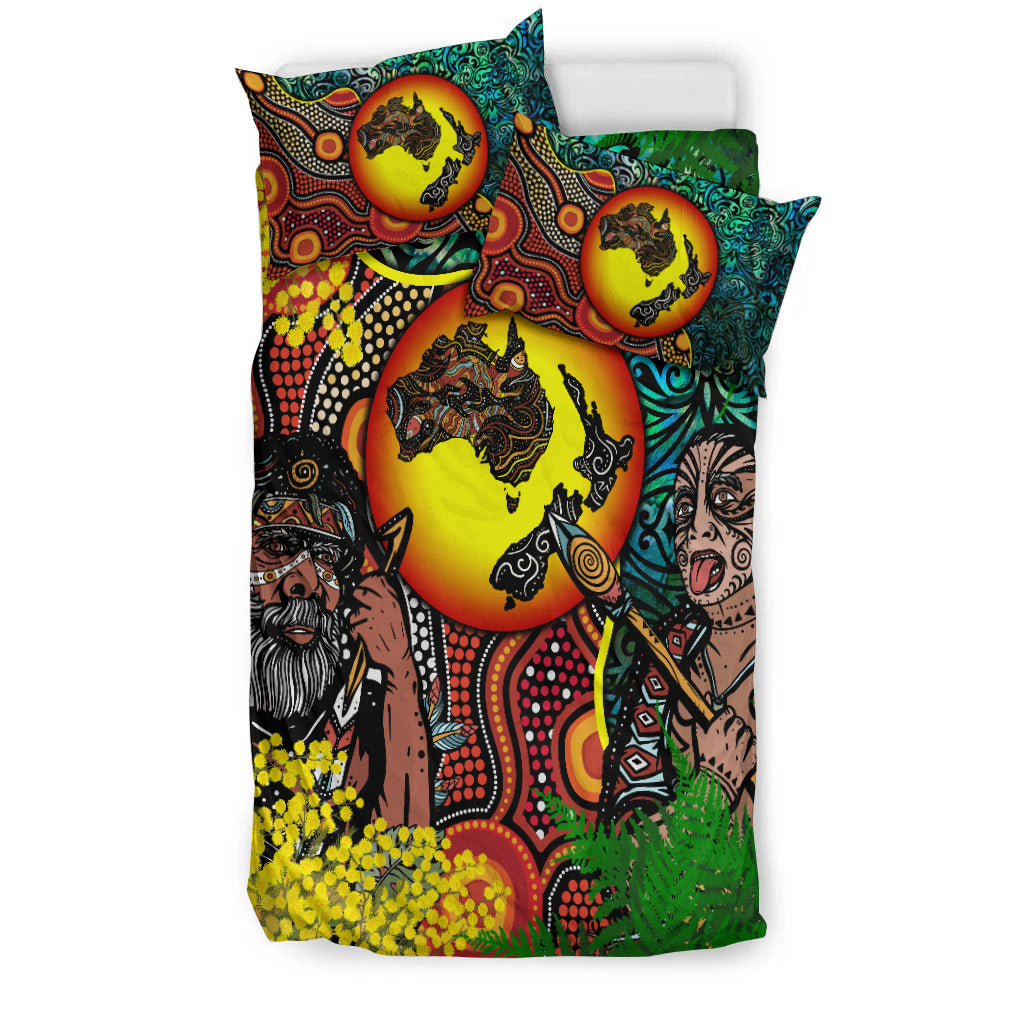 Australia Aboriginal Kangaroo Combine New Zealand Maori Kiwi Bird Bedding Set - LT2 - Polynesian Pride
