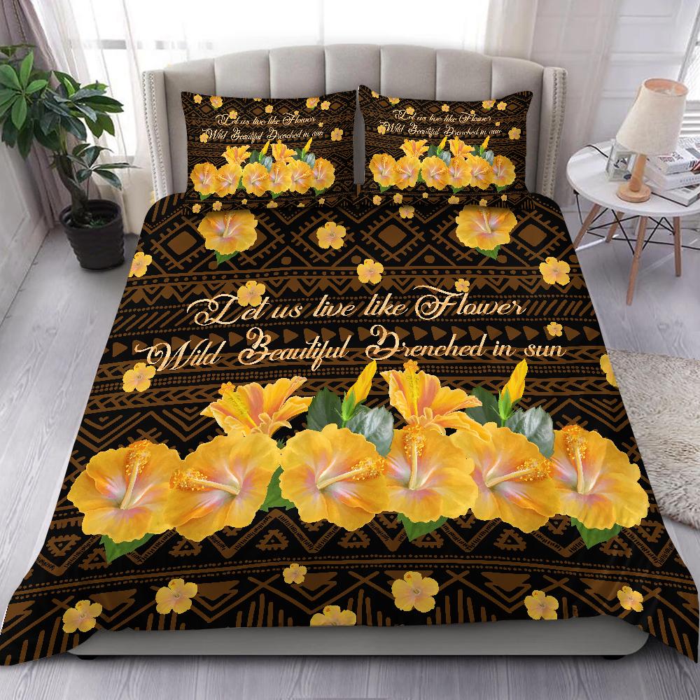 Hawaii Yellow Hibiscus Bedding Set - Sunshine - AH Yellow - Polynesian Pride