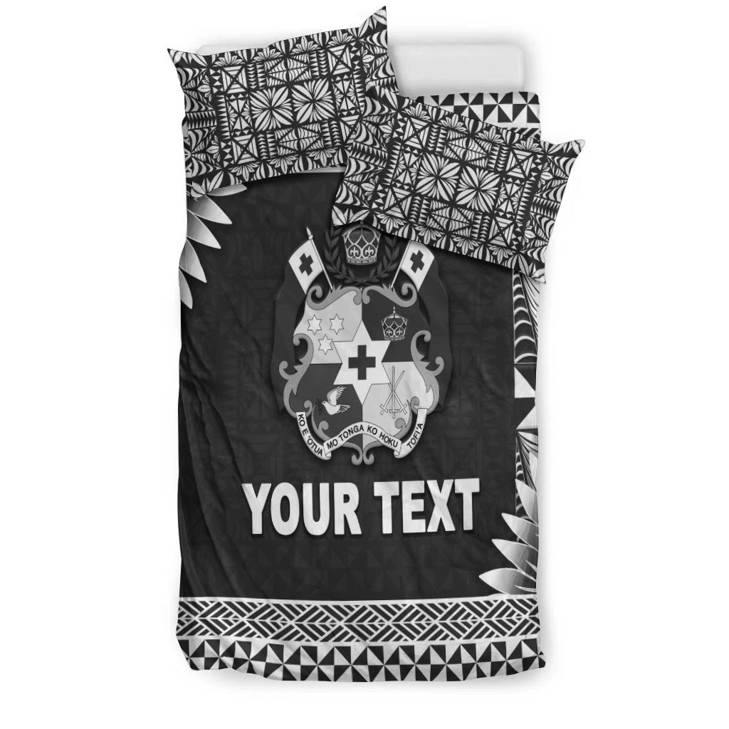 (Custom Personalised) Tonga Coat Of Arms Bedding Set Simplified Version - Black LT8 - Polynesian Pride