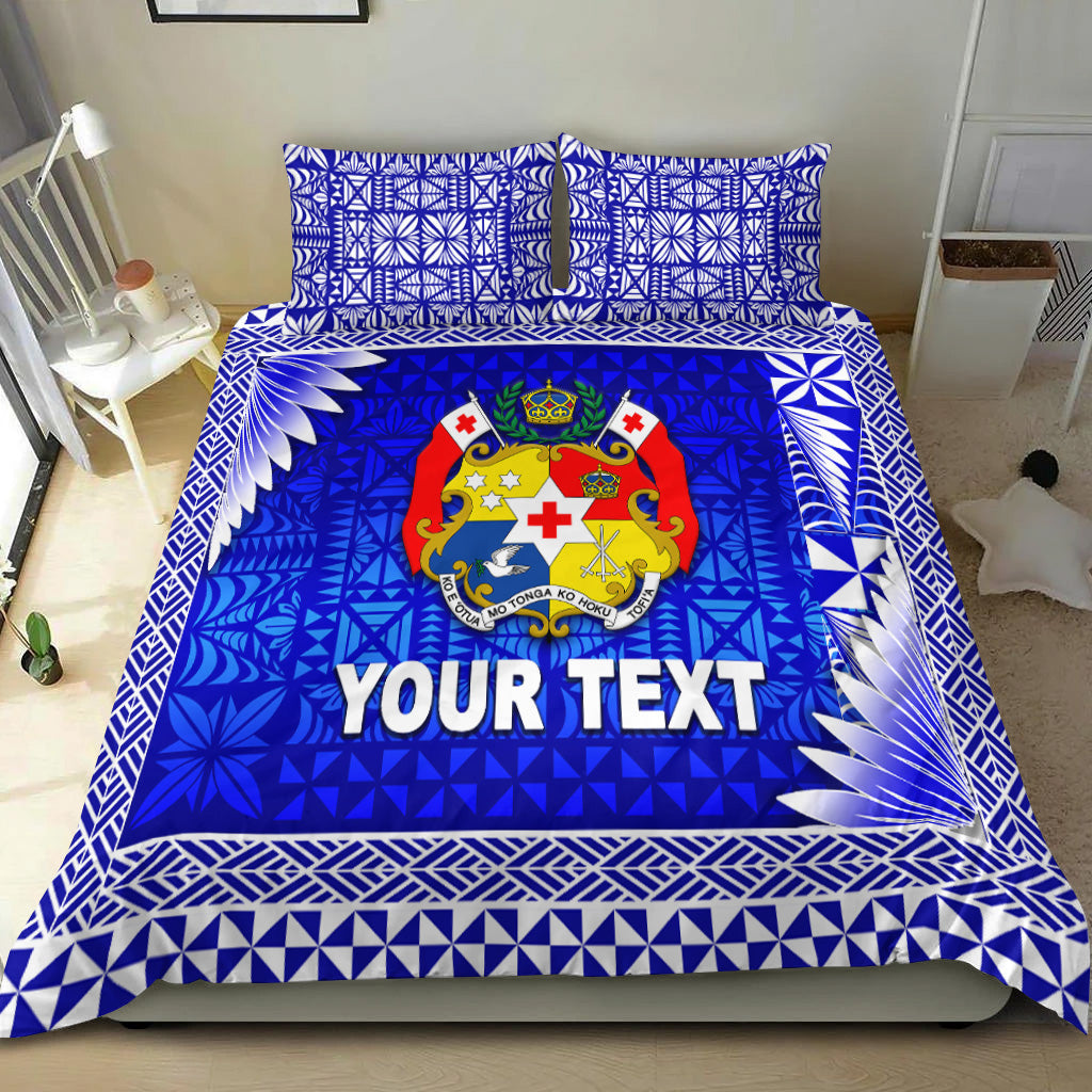 (Custom Personalised) Tonga Coat Of Arms Bedding Set Simplified Version - Blue LT8 Blue - Polynesian Pride