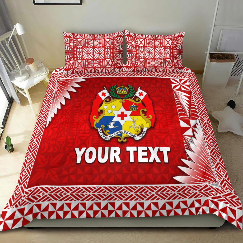 (Custom Personalised) Tonga Coat Of Arms Bedding Set Simplified Version - Red LT8 Red - Polynesian Pride