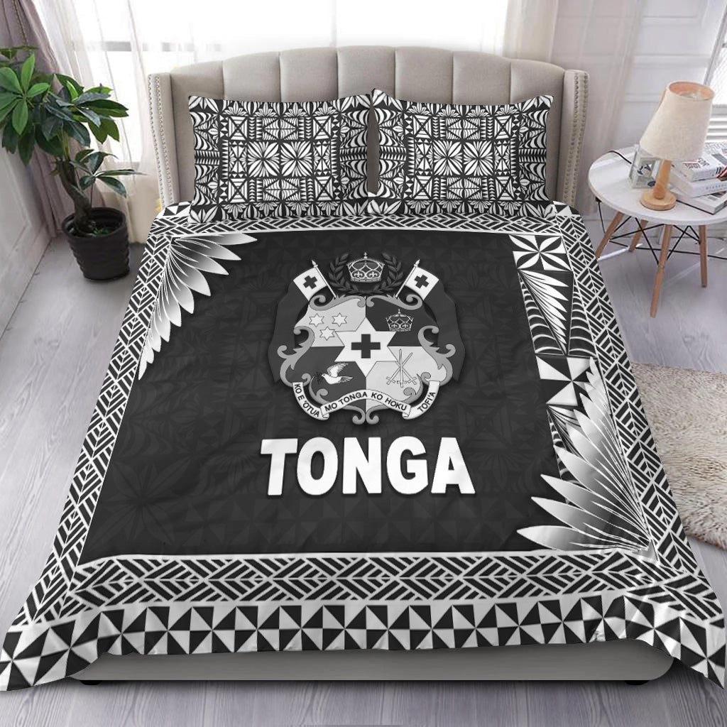 Tonga Coat Of Arms Bedding Set Simplified Version - Black LT8 Black - Polynesian Pride