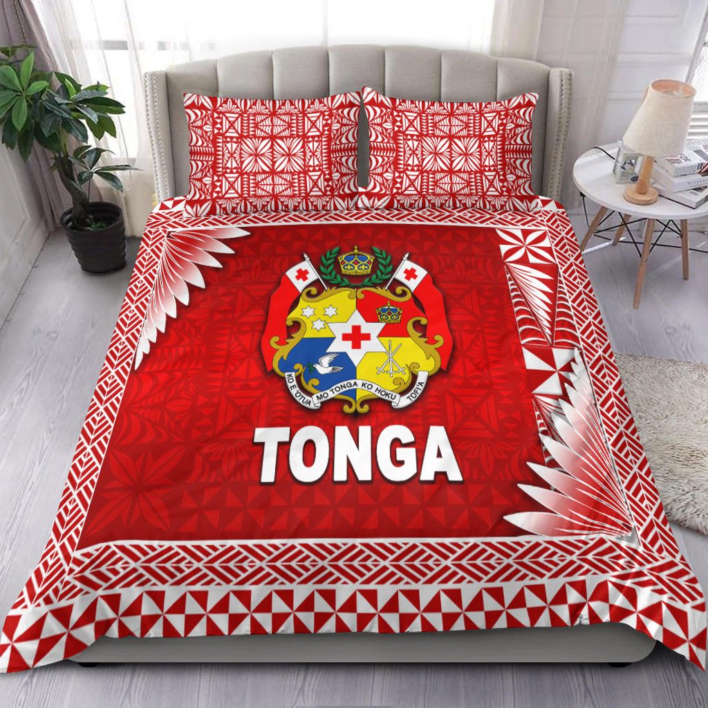 Tonga Coat Of Arms Bedding Set Simplified Version - Red LT8 Red - Polynesian Pride