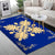 Hawaiian Quilt Maui Plant And Hibiscus Pattern Area Rug - Beige Blue - AH - Polynesian Pride