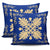 Hawaiian Quilt Maui Plant And Hibiscus Pattern Pillow Covers - Beige Blue - AH - Polynesian Pride