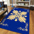 Hawaiian Quilt Maui Plant And Hibiscus Pattern Area Rug - Beige Blue - AH - Polynesian Pride