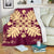 Hawaiian Quilt Maui Plant And Hibiscus Premium Blanket - Beige Burgundy - AH White - Polynesian Pride