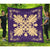 Hawaiian Quilt Maui Plant And Hibiscus Premium Quilt - Beige Purple - AH Beige - Polynesian Pride