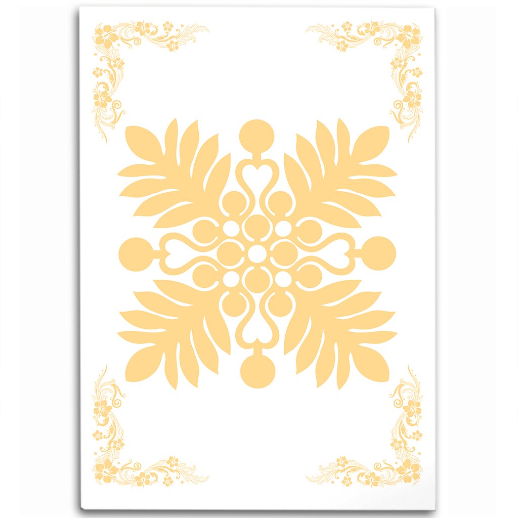 Hawaiian Quilt Maui Plant And Hibiscus Pattern Area Rug - Beige White - AH Beige - Polynesian Pride