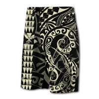 Hawaii Kakau Polynesian Kanaka Board Shorts - Beige - Snapy Style - Polynesian Pride