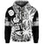 Fiji Coat of Arms Hoodie Masi Tapa Mixed Palm Tree No1 Black Version LT9 Zip Hoodie Black - Polynesian Pride