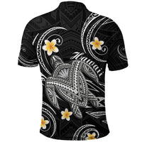 Hawaii Polo Shirt Hawaiian Turtle Plumeria Mixed Polynesian Black Style LT9 - Polynesian Pride