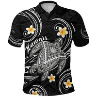 Hawaii Polo Shirt Hawaiian Turtle Plumeria Mixed Polynesian Black Style LT9 Adult Black - Polynesian Pride