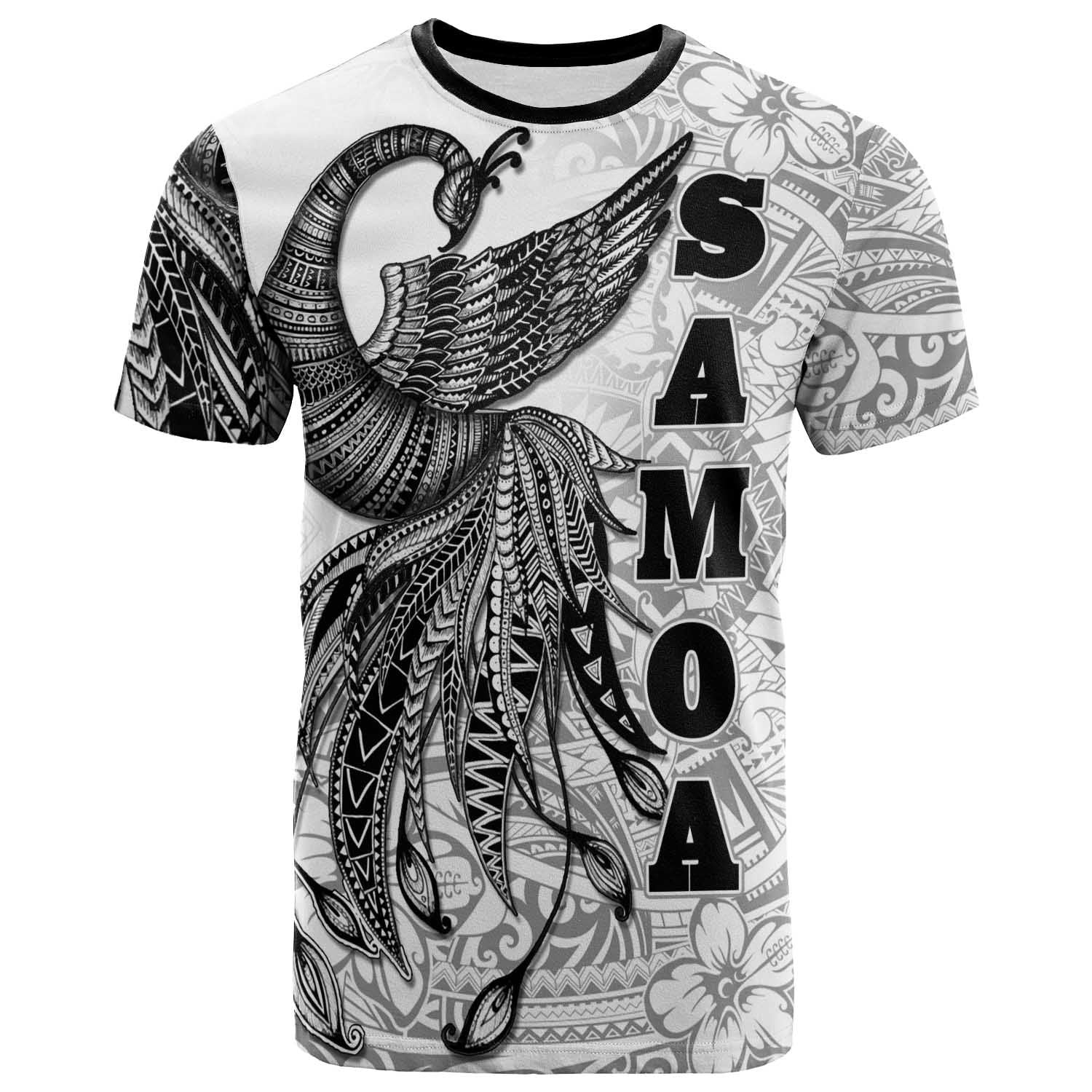 American Samoa T Shirt Polynesian Phoenix Bird, Fairytales Bird Black Unisex Black - Polynesian Pride