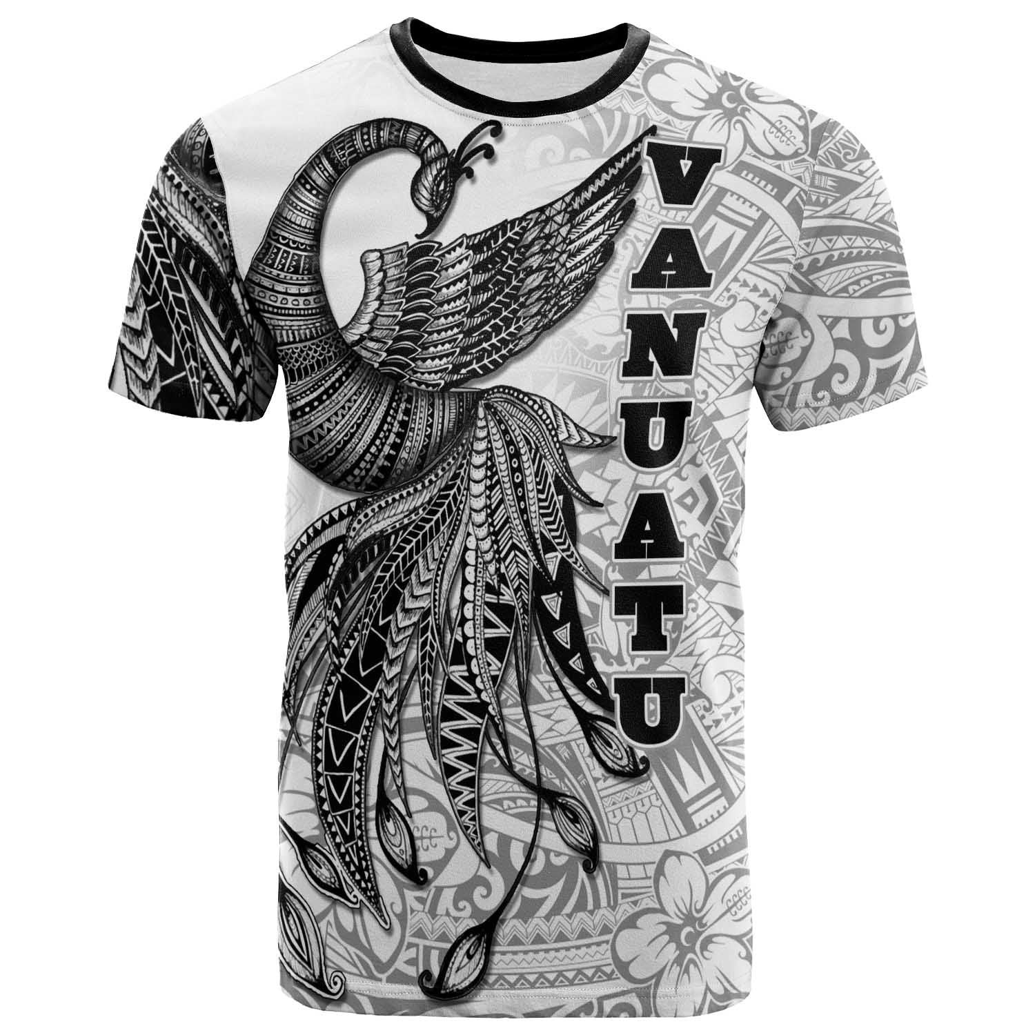 Vanuatu T Shirt Polynesian Phoenix Bird, Fairytales Bird Black Unisex Black - Polynesian Pride