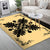 Hawaiian Quilt Maui Plant And Hibiscus Pattern Area Rug - Black Beige - AH - Polynesian Pride