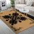 Hawaiian Quilt Maui Plant And Hibiscus Pattern Area Rug - Black Gold - AH - Polynesian Pride