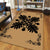 Hawaiian Quilt Maui Plant And Hibiscus Pattern Area Rug - Black Gold - AH - Polynesian Pride